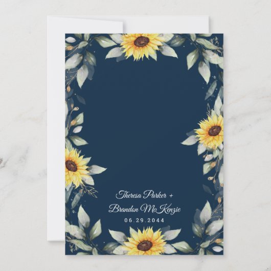 Zonnebloem en marineblauw Geometrisch Rustisch huw Kaart (Achterkant)
