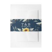 Zonnebloem en marineblauw Geometrisch Rustisch huw Uitnodigingen Wikkel (Voorkant Voorbeeld)