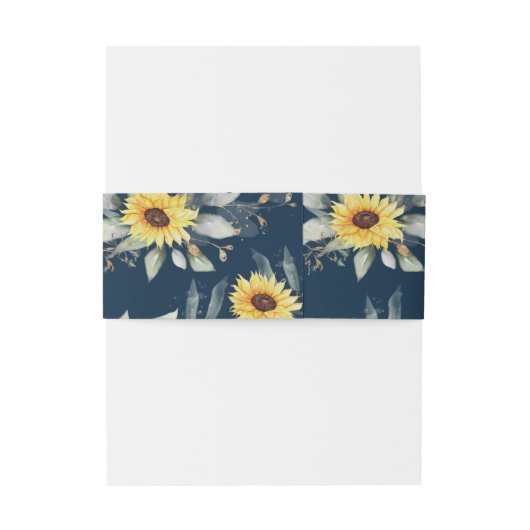 Zonnebloem en marineblauw Geometrisch Rustisch huw Uitnodigingen Wikkel (Achterkant Voorbeeld)