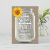 Zonnebloem en Mason Jar Burlap Baby shower Kaart (Staand voorkant)