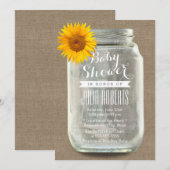 Zonnebloem en Mason Jar Burlap Baby shower Kaart (Voorkant / Achterkant)