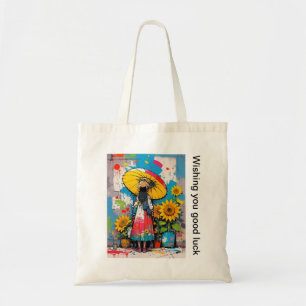 Zonnebloem en Meisje Tote Tas