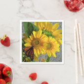 Zonnebloem en Monarch vlinderpapier servetten (Insitu)