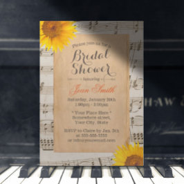 Zonnebloem en muziekblad  Vrijgezellenfeest Kaart