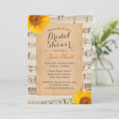 Zonnebloem en muziekblad  Vrijgezellenfeest Kaart (Staand voorkant)