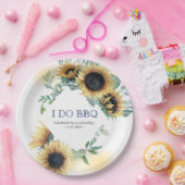 Zonnebloem en Navy Blue I Do BBQ Papieren Bordje (Feest)