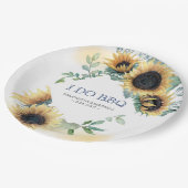 Zonnebloem en Navy Blue I Do BBQ Papieren Bordje (Gekanteld)