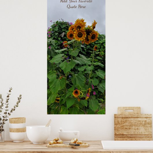 Zonnebloem en ochtendglorische fotografie Voeg Cit Poster (Keuken)