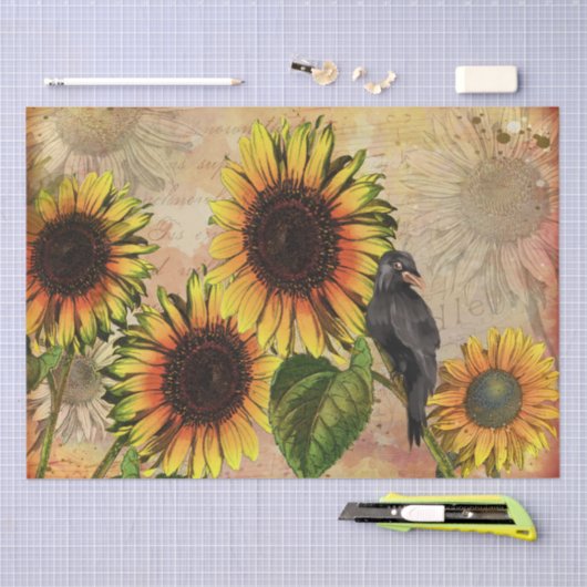  zonnebloem en ontkoppeling van de rij tissuepapier (Craft)