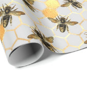 Zonnebloem en ontwerp van de Bee-reeks Tien Cadeaupapier (Rol Hoek)