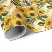 Zonnebloem en ontwerp zeven van de Bee-reeks Cadeaupapier (Rol Hoek)