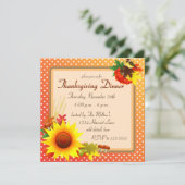 Zonnebloem en Oranje Thanksgiving van vogels Kaart (Staand voorkant)