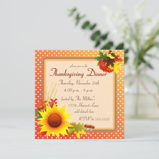 Zonnebloem en Oranje Thanksgiving van vogels Kaart (Staand voorkant)