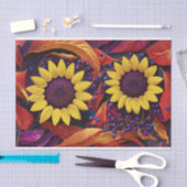 Zonnebloem en Paarse bessen, herfsttuin Tissuepapier (Craft)