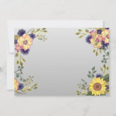 Zonnebloem en Paarse Bloemen Fall Wedding Save The Date (Achterkant)