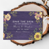 Zonnebloem en Paarse Bloemen Fall Wedding Save The Date