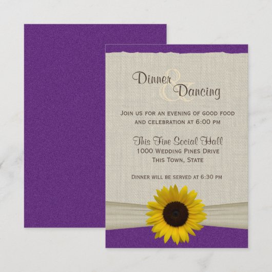 Zonnebloem en Paarse en gele ontdekking Kaart (Voorkant / Achterkant)