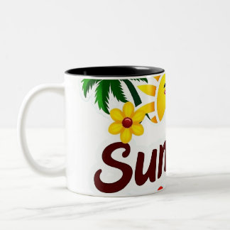 Zonnebloem en Palmbomen Beker Tweekleurige Koffiemok