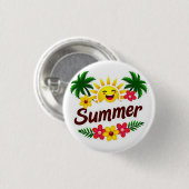 Zonnebloem en Palmbomen Ronde Badge Button 3,2 Cm (Voorkant /achterkant)