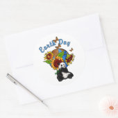Zonnebloem en Panda Aarde Ronde Sticker (Envelop)