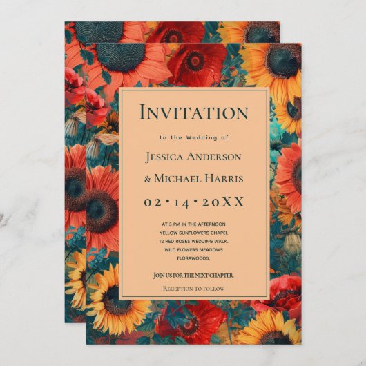 Zonnebloem en Papaver Droomwereld Kaart (Voorkant / Achterkant)