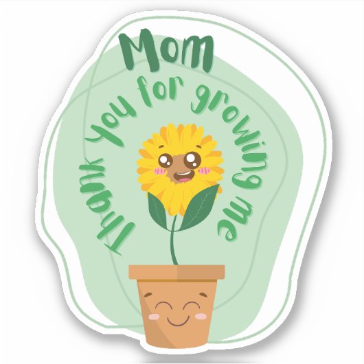 Zonnebloem en plant van mama sticker (Voorkant)