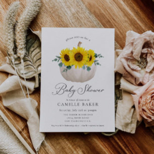 Zonnebloem en Pompoen Herfst Baby Shower Uitnodigi Kaart