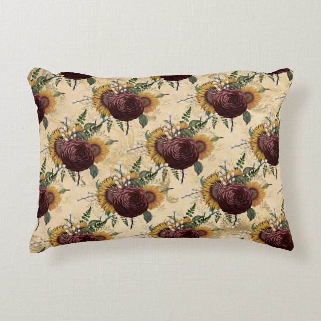 Zonnebloem en Ranunculus Accent Kussen (Voorkant)