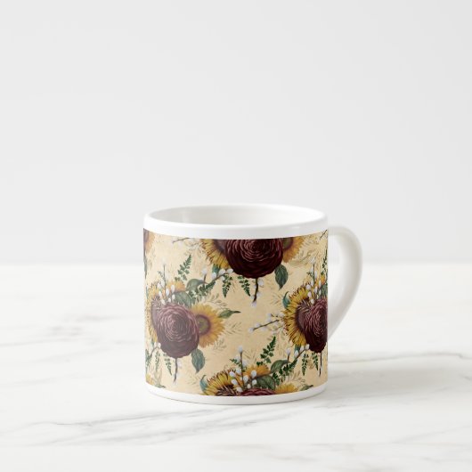 Zonnebloem en Ranunculus Espresso Kop (Voorkant rechts)