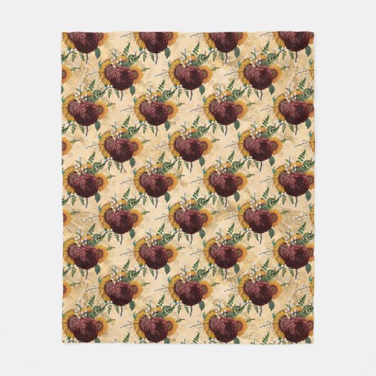 Zonnebloem en Ranunculus Fleece Deken (Voorkant)
