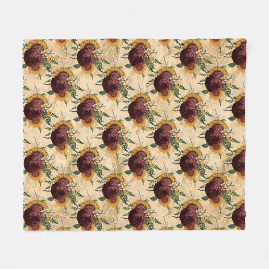 Zonnebloem en Ranunculus Fleece Deken (Voorkant (Horizontaal))