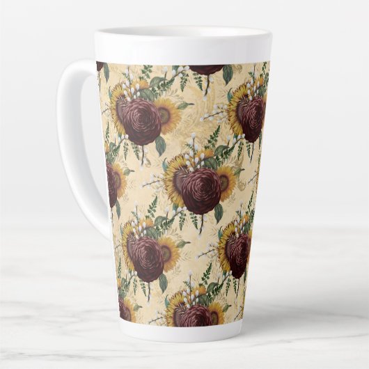 Zonnebloem en Ranunculus Latte Mok (Linkerhoek)