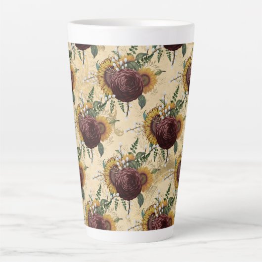 Zonnebloem en Ranunculus Latte Mok (Voorkant)