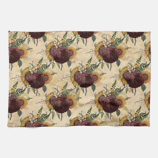 Zonnebloem en Ranunculus Theedoek (Horizontaal)