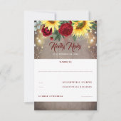 Zonnebloem en Red Rose Fall Bruiloft RSVP (Voorkant)
