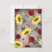 Zonnebloem en Red Rose Fall Bruiloft RSVP Kaartje (Achterkant)
