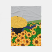 Zonnebloem en regen fleece deken (Voorkant)