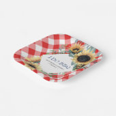 Zonnebloem en Rode Tartan I Do BBQ Papieren Bordje (Gebogen)