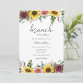 Zonnebloem en Roos Brunch en Bubble Vrijgezellenfe Kaart (Staand voorkant)