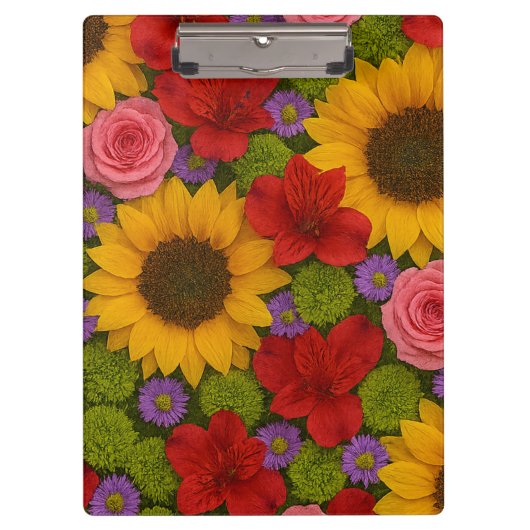 Zonnebloem en Roos Planner Klembord (Voorkant)