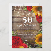 Zonnebloem en Roos Rustiek Verjaardagsfeest Kaart (Voorkant)