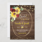 Zonnebloem en Roos Uitnodiging voor gebitte bridal (Voorkant)