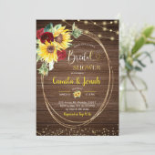Zonnebloem en Roos Uitnodiging voor gebitte bridal (Staand voorkant)