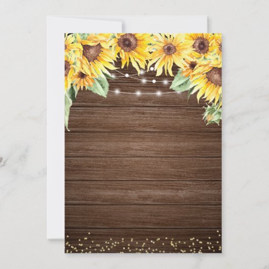 Zonnebloem en Roos Uitnodiging voor gebitte bridal (Achterkant)