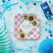 Zonnebloem en roze Tartan I do BBQ Paper Bord (Feest)