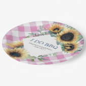 Zonnebloem en Roze Tartan I Do BBQ Papieren Bord (Gekanteld)