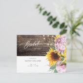 Zonnebloem en roze Vrijgezellenfeest van Peony Rus Uitnodiging Briefkaart (Staand voorkant)