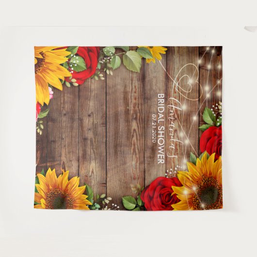 Zonnebloem en Rozen Achtergrond - Fotorekwisiet Wandkleed (Voorkant (horizontaal))