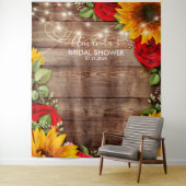 Zonnebloem en Rozen Achtergrond - Fotorekwisiet Wandkleed (In situ)