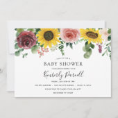Zonnebloem en Rozen Baby shower Kaart (Voorkant)